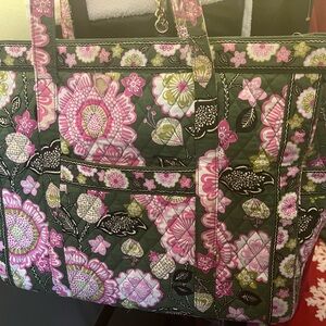 Vera Bradley Pink and Green Floral Tote Very Large